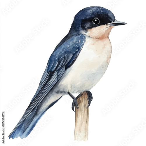 cute Swallow watercolor clipart illustration isolated