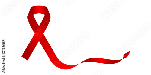 Vector illustration of red ribbon on transparent background