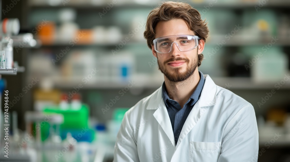 Young male scientist in laboratory setting Young male scientist in laboratory setting