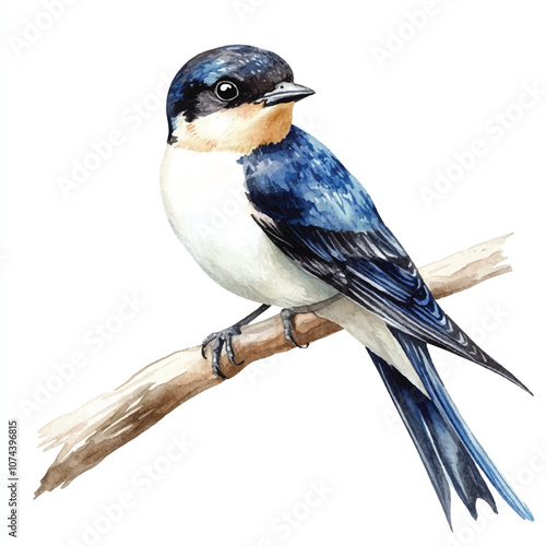 cute Swallow watercolor clipart illustration isolated
