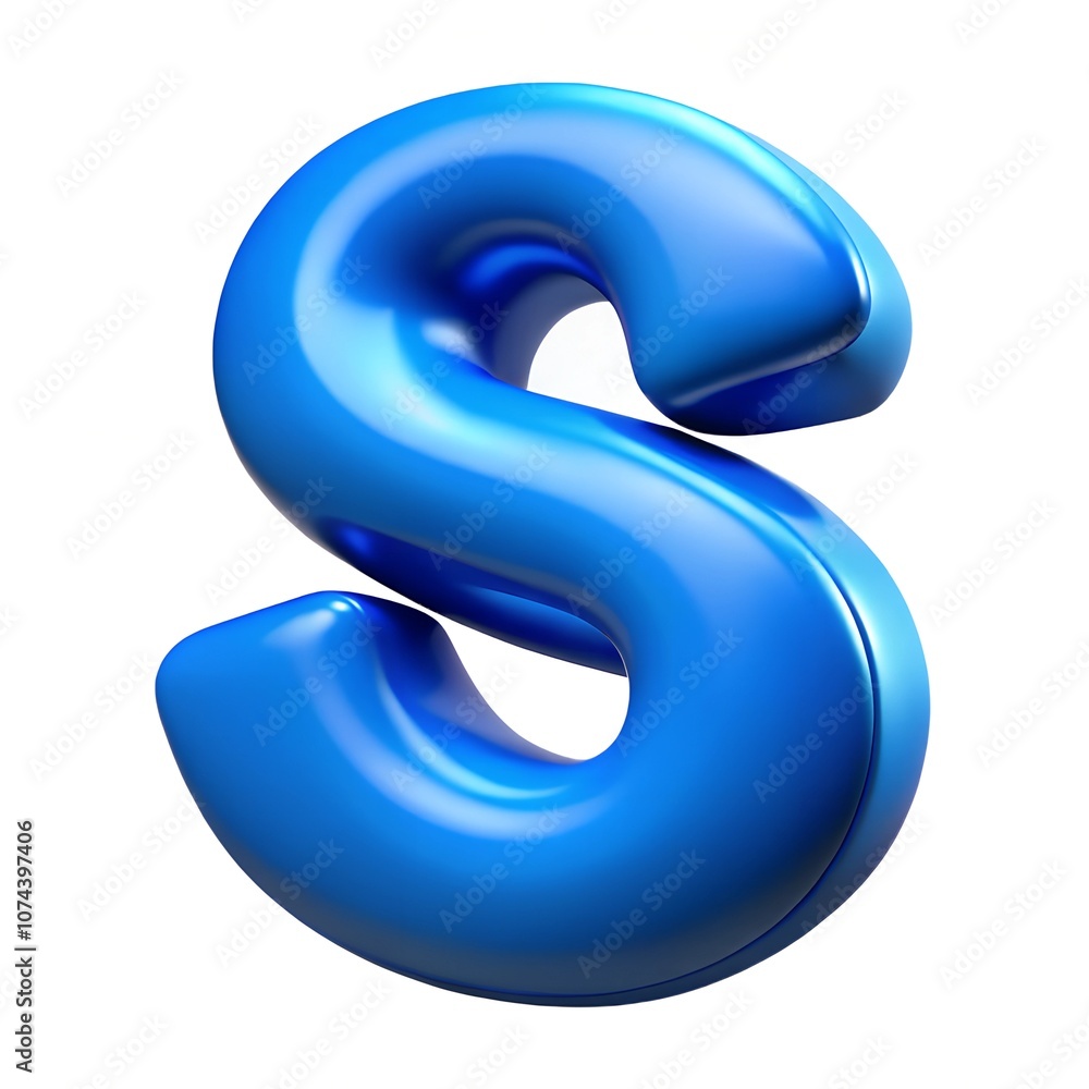 Blue letter S balloon 3D render icon isolated on white background Blue letter S balloon 3D render icon isolated on white background
