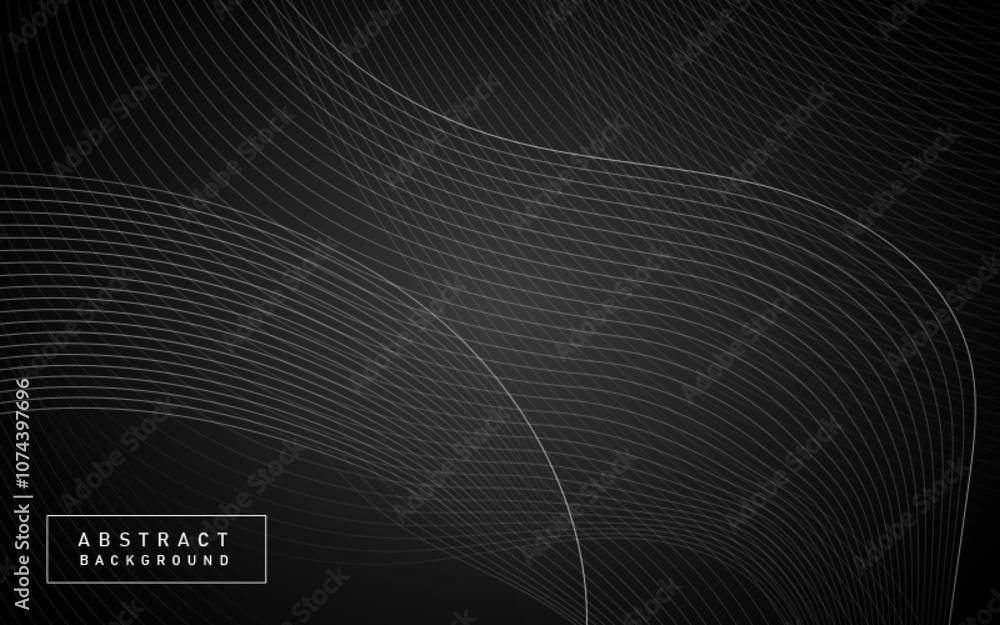 Naklejka premium Abstract black dark gradient with wavy lines background