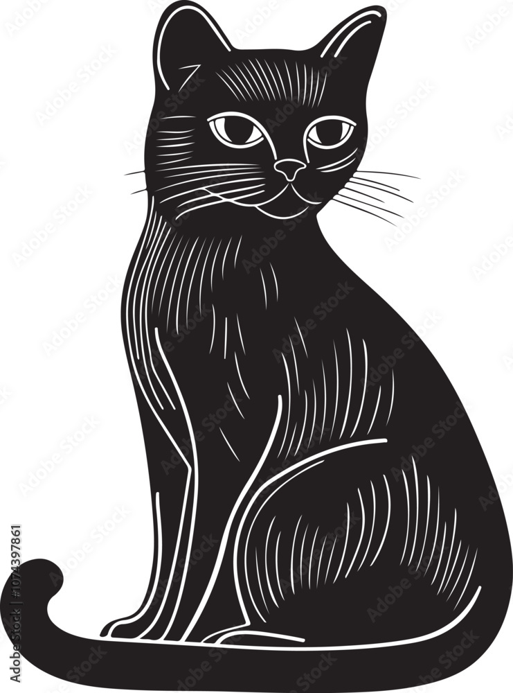 Obraz premium Cat Silhouette, Vector Black Color Silhouette