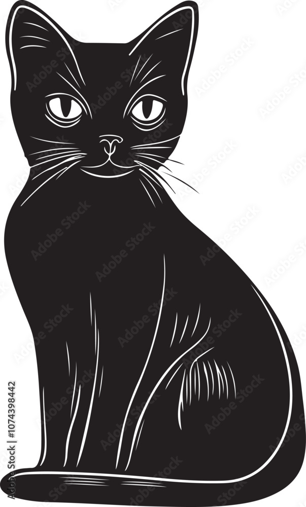 Obraz premium Cat Silhouette, Vector Black Color Silhouette