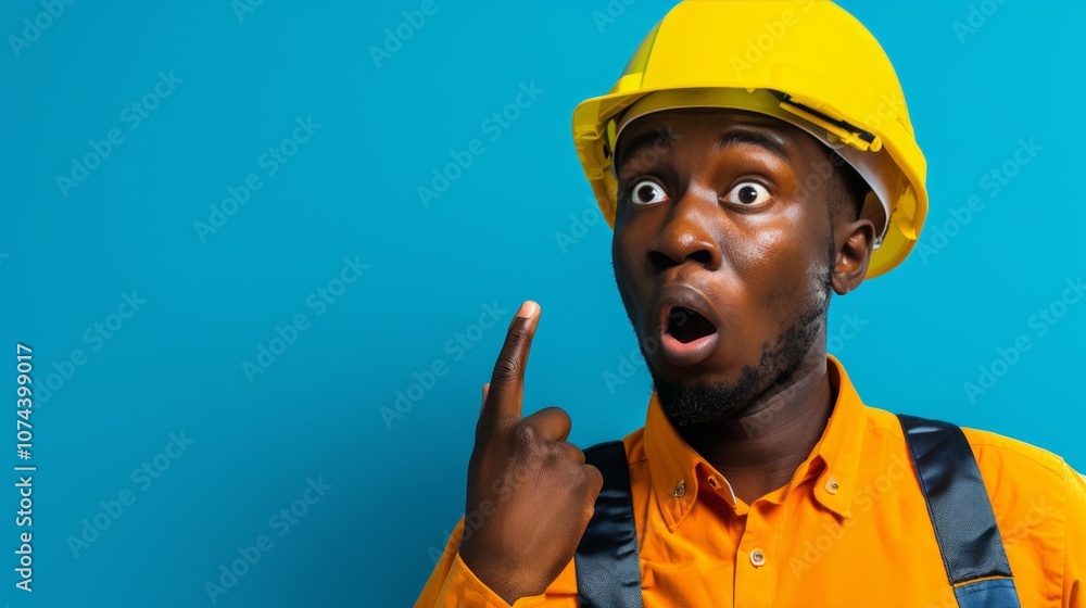 Surprised Construction Worker in Safety Gear Surprised Construction Worker in Safety Gear