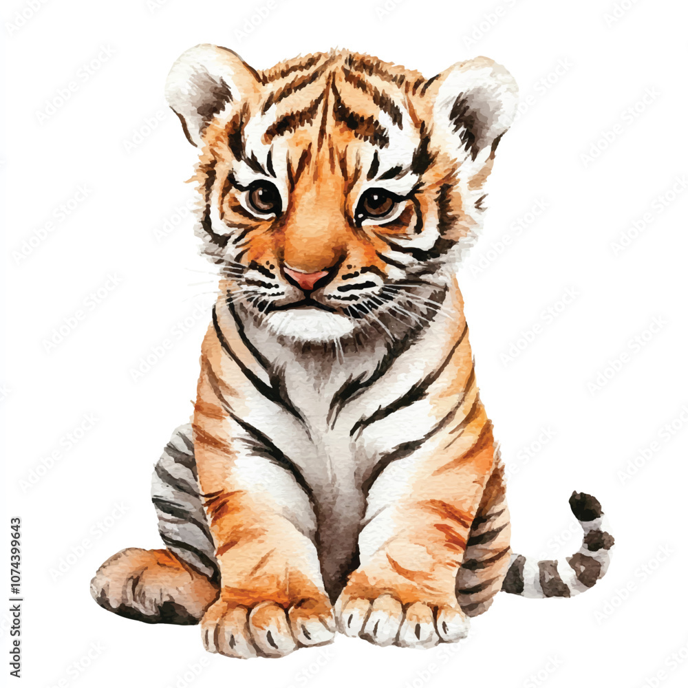 Obraz premium cute Tiger watercolor clipart illustration isolated