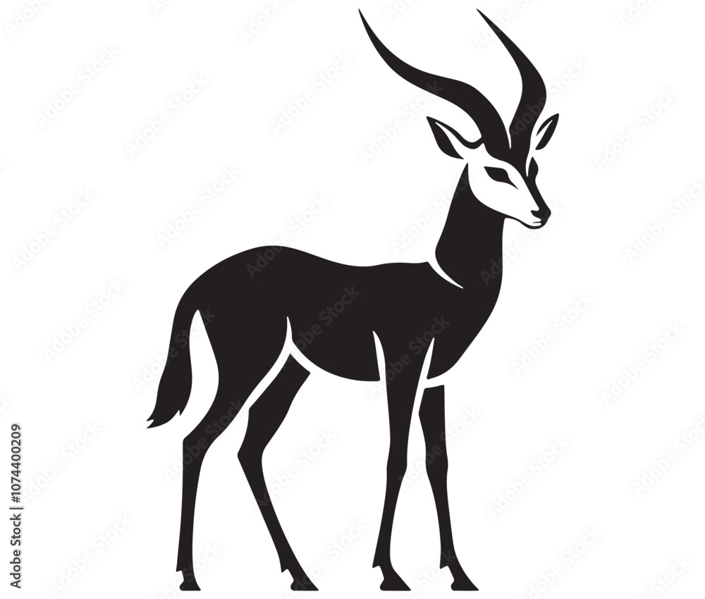 Silhouette of an antelope, Silhouette of a goat Silhouette of an antelope, Silhouette of a goat