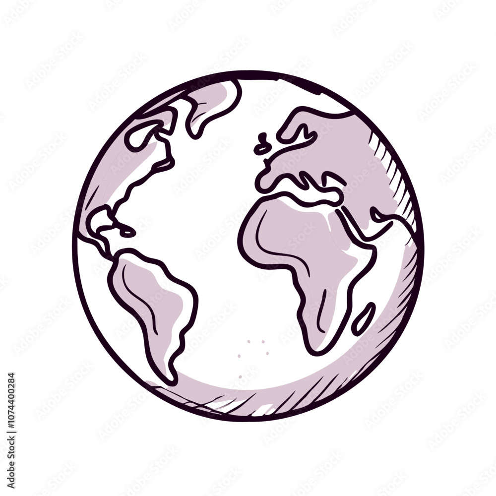 Hand-drawn Earth globe icon showcasing continents and oceans in a simple style
Hand-drawn Earth globe icon showcasing continents and oceans in a simple style