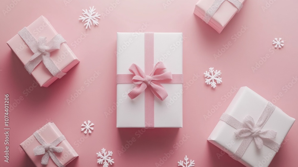 Holiday Cheer - Editable Christmas Flyer Template Mockup with Snowflake and Gift Graphics, Minimal Design, Top View Holiday Cheer - Editable Christmas Flyer Template Mockup with Snowflake and Gift Graphics, Minimal Design, Top View