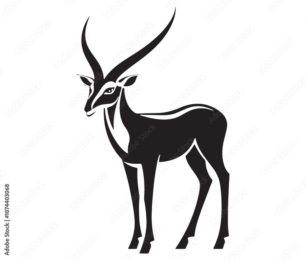 Silhouette of an antelope, Silhouette of a goat Silhouette of an antelope, Silhouette of a goat
