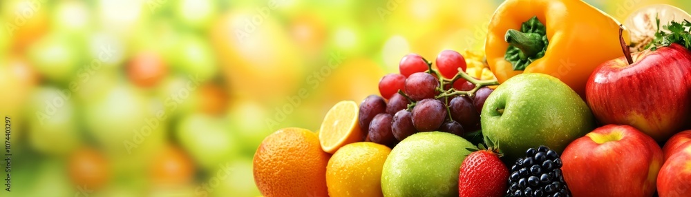 A vibrant still life of fresh fruits, apples, bananas, oranges, grapes and more bursting with juicy goodness A vibrant still life of fresh fruits, apples, bananas, oranges, grapes and more bursting with juicy goodness