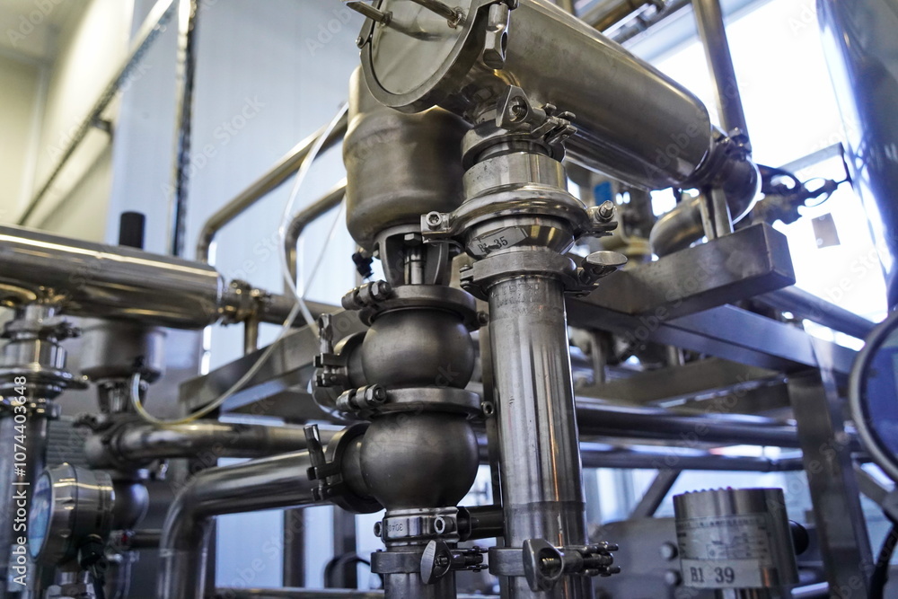 Metal pipes with different fasteners at the factory. Metal pipes with different fasteners at the factory.