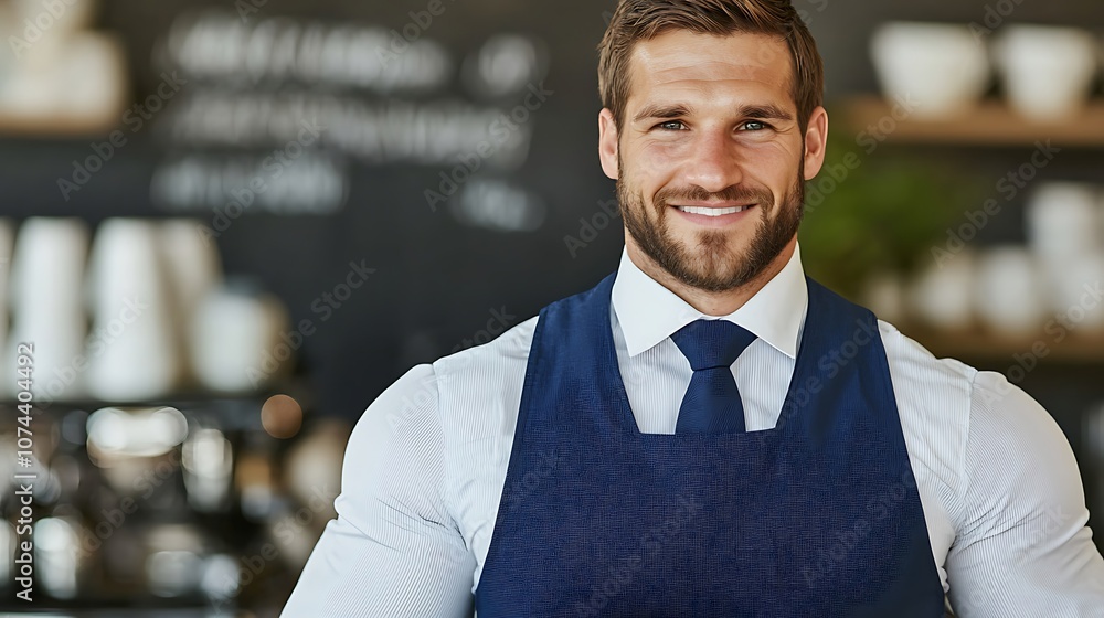 Friendly barista delivers exceptional customer service in a cozy cafe setting Friendly barista delivers exceptional customer service in a cozy cafe setting