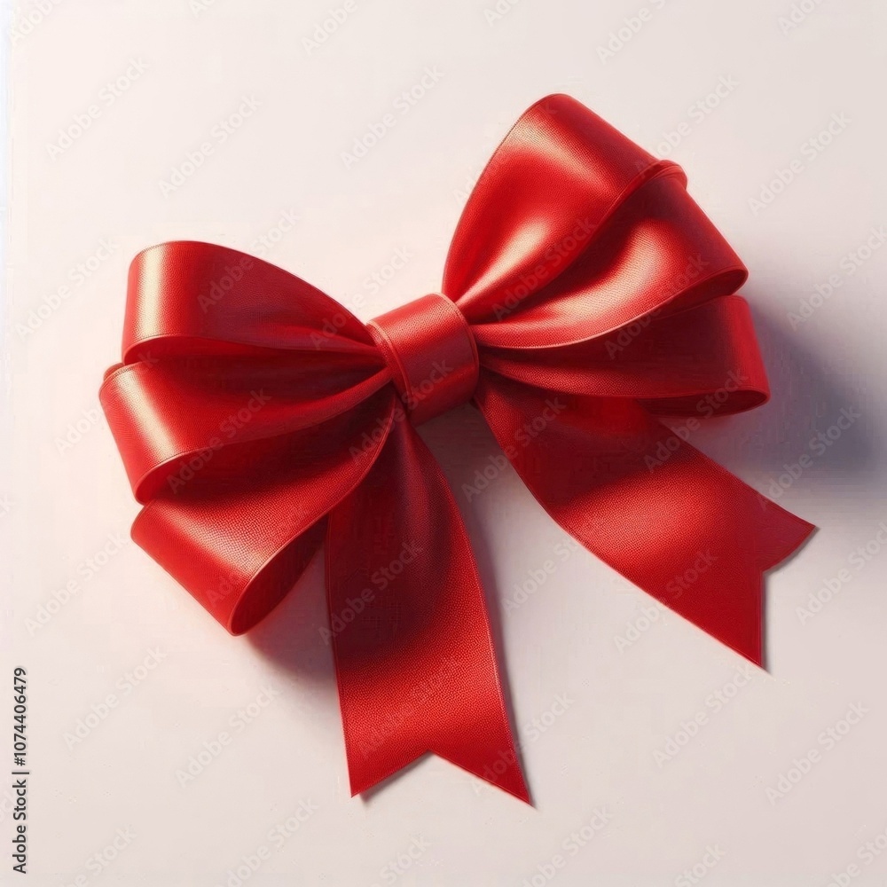 Fototapeta premium A large, vibrant red bow set against a white background. 