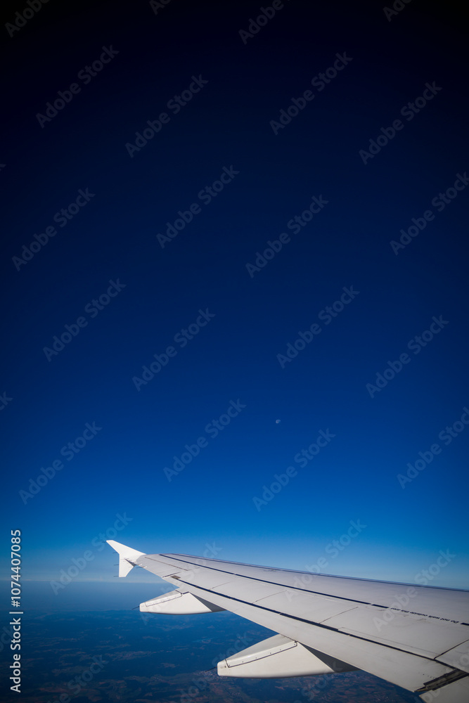 custom made wallpaper toronto digitalWing of modern aircraft, beautiful blue sky with moon