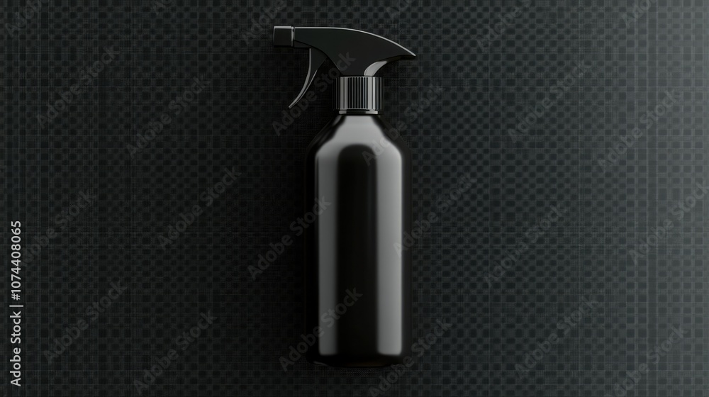 Black spray bottle isolated on a transparent background, showcasing a sleek design perfect for cosmetics or cleaning products.c Black spray bottle isolated on a transparent background, showcasing a sleek design perfect for cosmetics or cleaning products.c