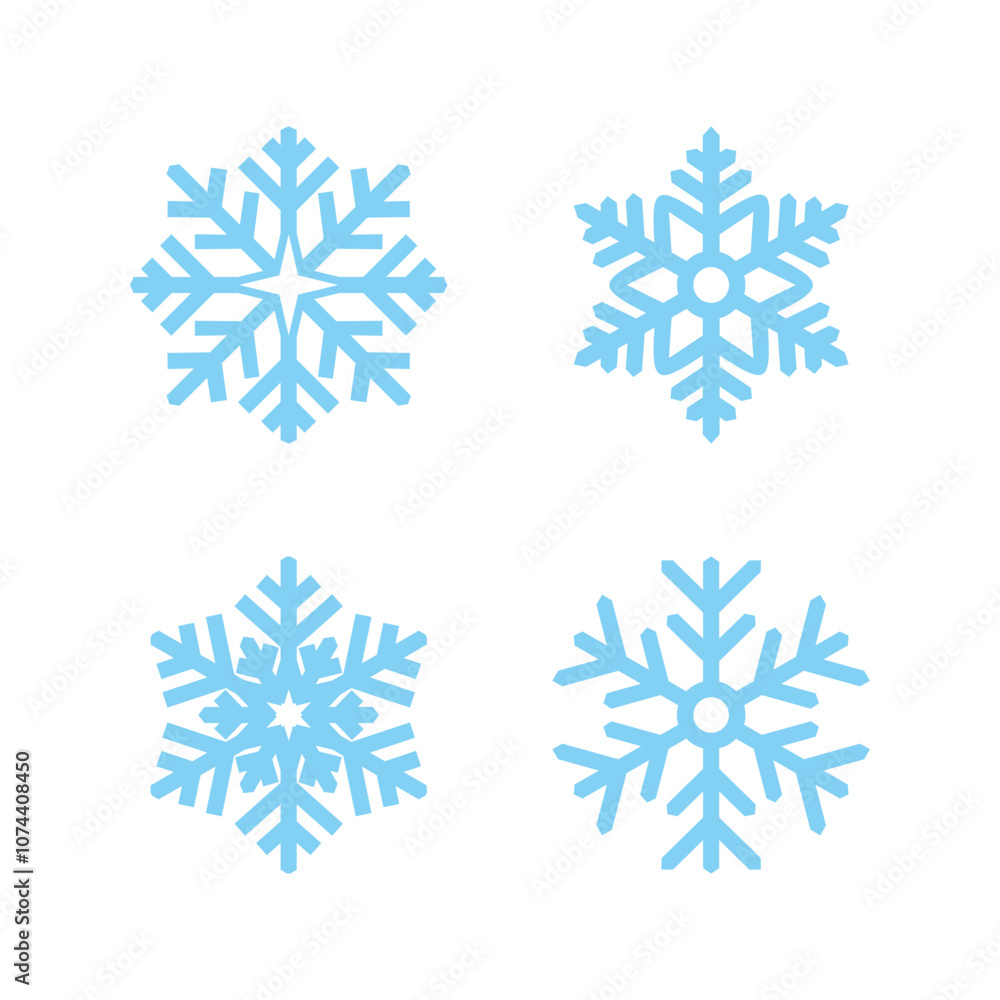 Snowflake set blue color logo design template. Snow flake vector icons collection Snowflake set blue color logo design template. Snow flake vector icons collection