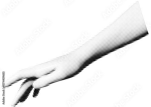 Vector element in retro halftone style. Human hand gesturing with halftone dotted pattern. Pop art paper cut elements.