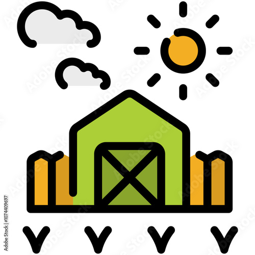 farm house filled line icon