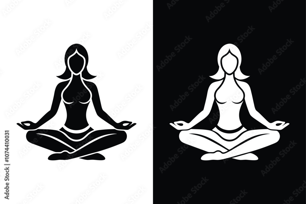 Yoga logo silhouette vector. Yoga symbol vector sign isolated on white background. Yoga logo silhouette vector. Yoga symbol vector sign isolated on white background.