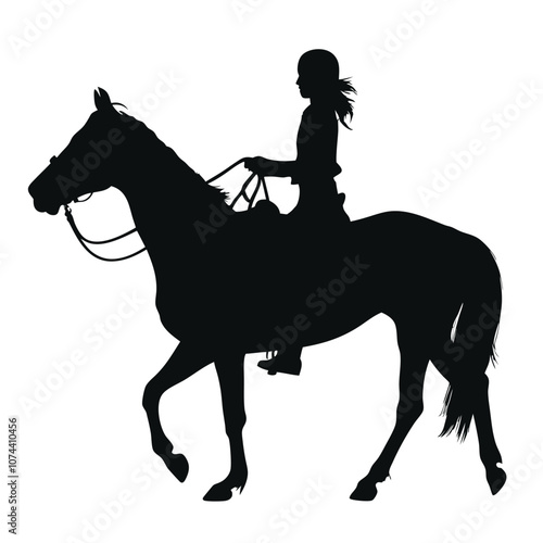 a horse lover girl ridding a horse vector silhouette