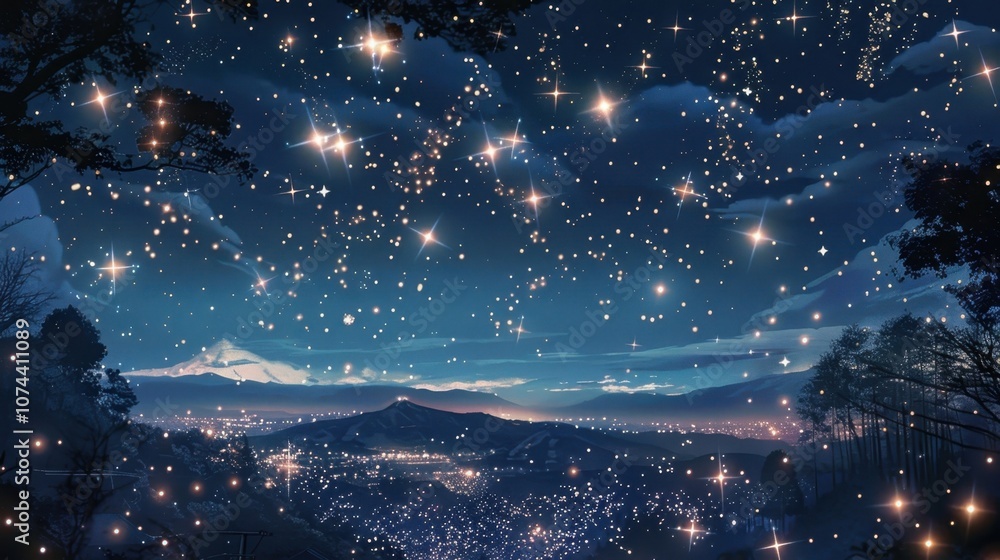 As the night fell the stars above were obscured by the dazzling display of sparkling crystal dust providing a mystical aura to the evening sky. As the night fell the stars above were obscured by the dazzling display of sparkling crystal dust providing a mystical aura to the evening sky.