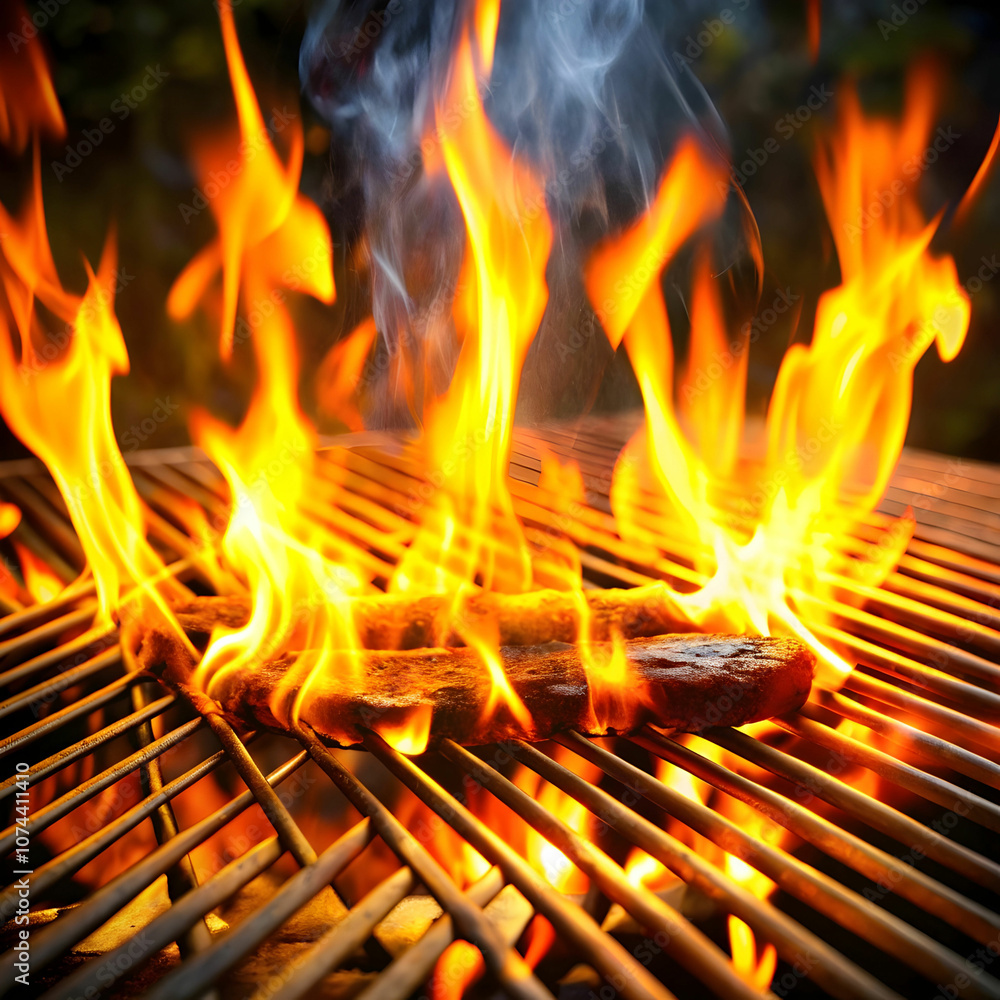 sizzling grill flames for summer bbq generative ai sizzling grill flames for summer bbq generative ai