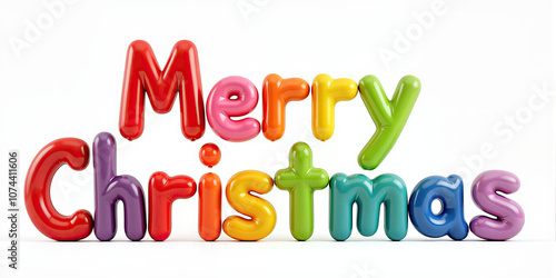 Colorful balloons forming the words Merry Christmas