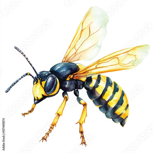 cute Wasp watercolor clipart illustration isolated