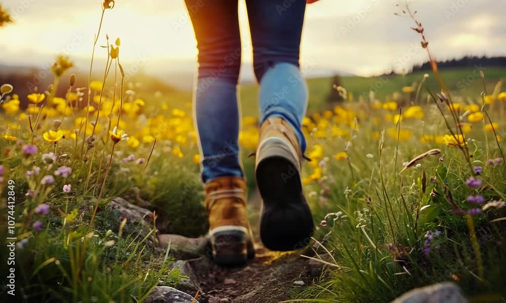 A person walks through a vibrant field of wildflowers at sunset, showcasing a blend of nature and leisure. The scene evokes a sense of adventure and connection with the outdoors. A person walks through a vibrant field of wildflowers at sunset, showcasing a blend of nature and leisure. The scene evokes a sense of adventure and connection with the outdoors.