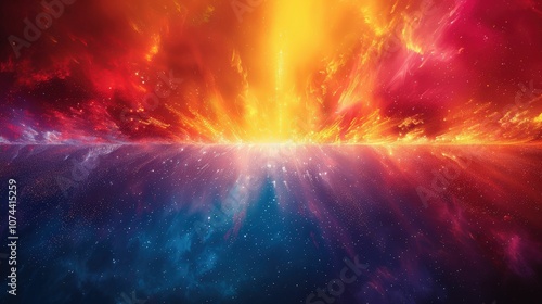 Vibrant Cosmic Explosion with Fiery Colors and Deep Space Background, Depicting an Otherworldly Scene of Celestial Events and Galactic Energy