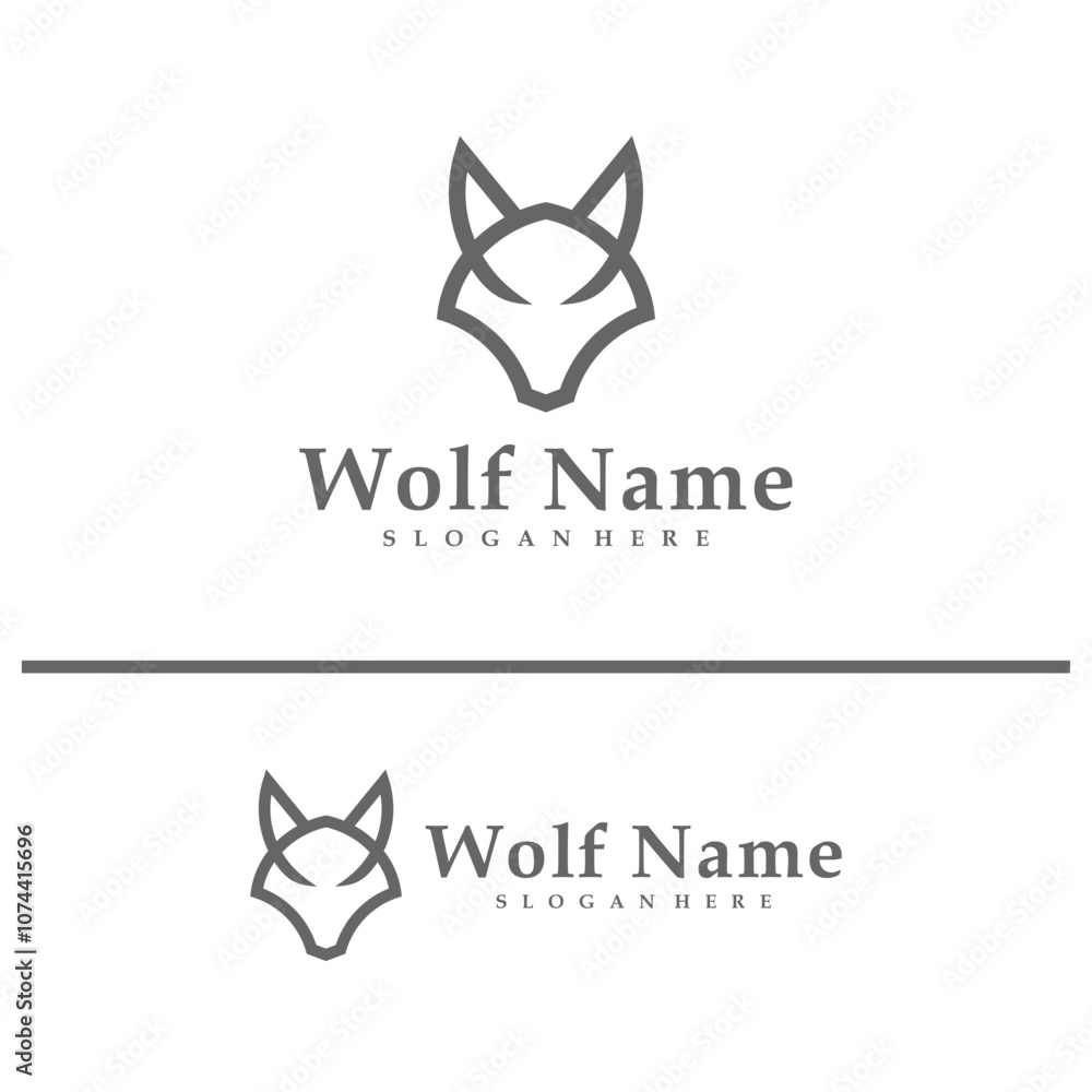 Obraz premium Wolf logo vector illustration. Wolf Head logo design concept template
