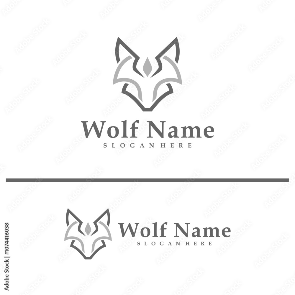 Obraz premium Wolf logo vector illustration. Wolf Head logo design concept template