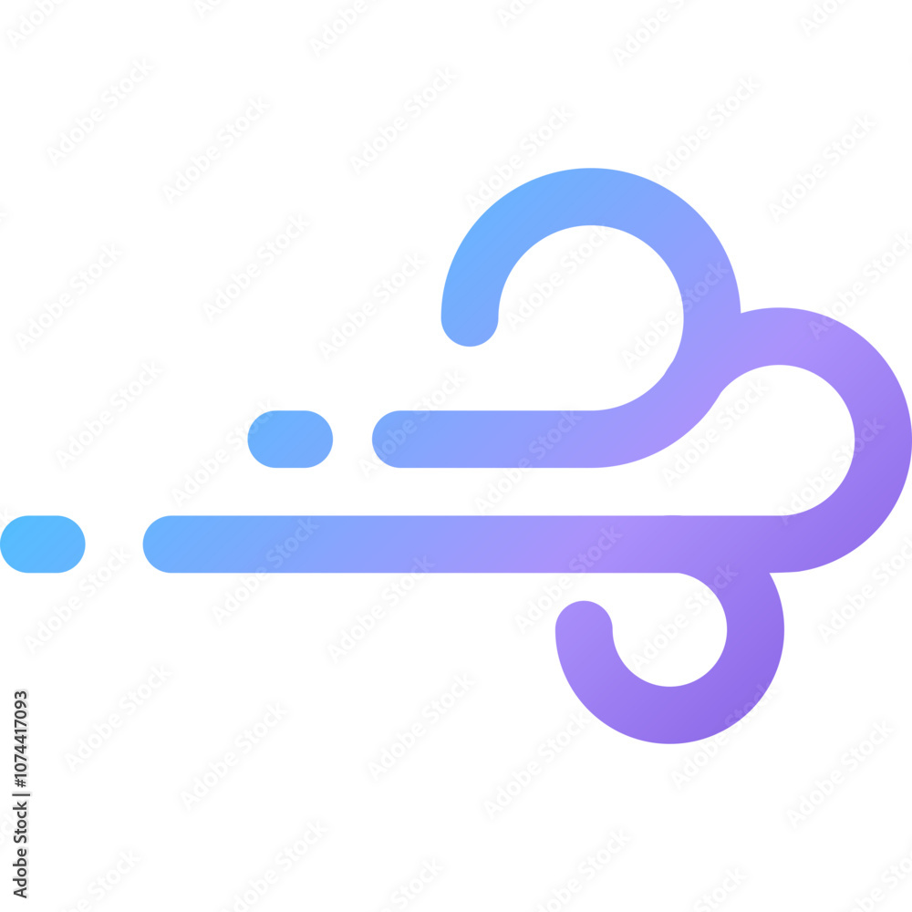 Stylized wind symbol in gradient blue and purple colors representing windy weather conditions and natural elements Stylized wind symbol in gradient blue and purple colors representing windy weather conditions and natural elements