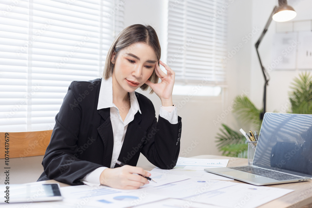 businesswoman working with analysis data investment plan, Business startup and marketing presentation, businesswoman working with analysis data investment plan, Business startup and marketing presentation,