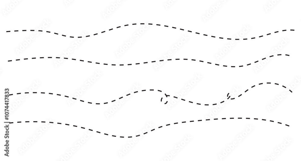 Wavy line, curved dotted line, Path travel dotted line trip dashed trace destination, Set of Wavy Curvy Dotted , Vector Illustration Wavy line, curved dotted line, Path travel dotted line trip dashed trace destination, Set of Wavy Curvy Dotted , Vector Illustration