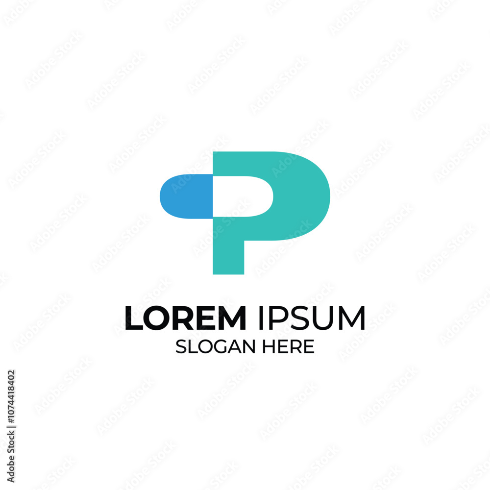 Modern Pharmacy Logo with Abstract P Design in Blue and Teal Modern Pharmacy Logo with Abstract P Design in Blue and Teal
