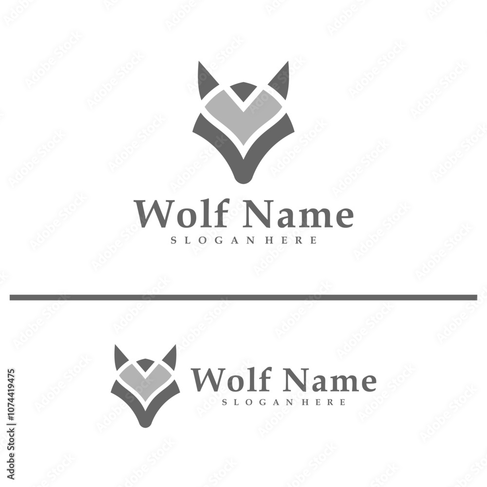 Obraz premium Wolf logo vector illustration. Wolf Head logo design concept template