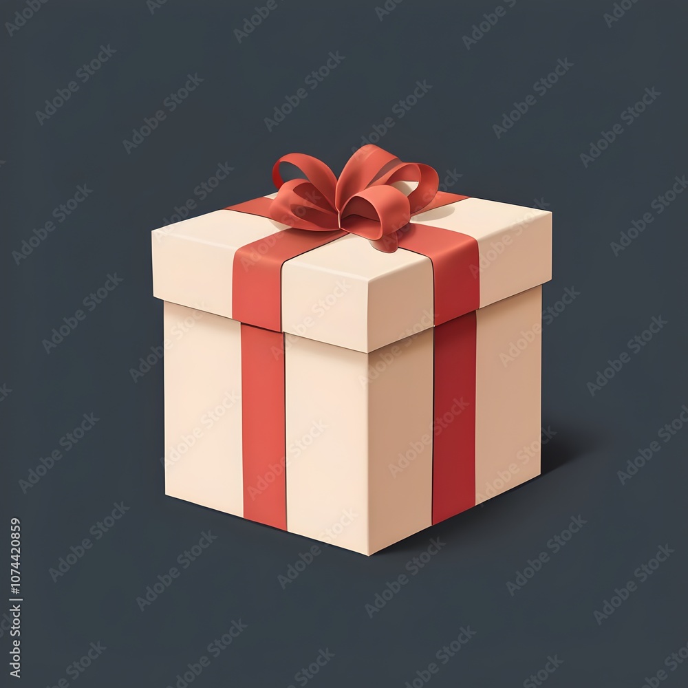 Fototapeta premium Gift Box with a Single Ribbon on a Plain Background