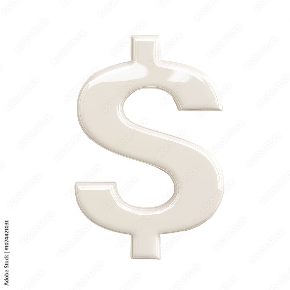 A white dollar sign with a shiny finish. transparent background A white dollar sign with a shiny finish. transparent background