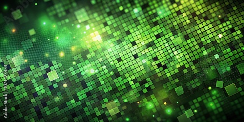 Wallpaper Mural Abstract Green Halftone Square Pixels Pattern with Bokeh Effect for Dark Background Design and Modern Digital Art Projects Torontodigital.ca