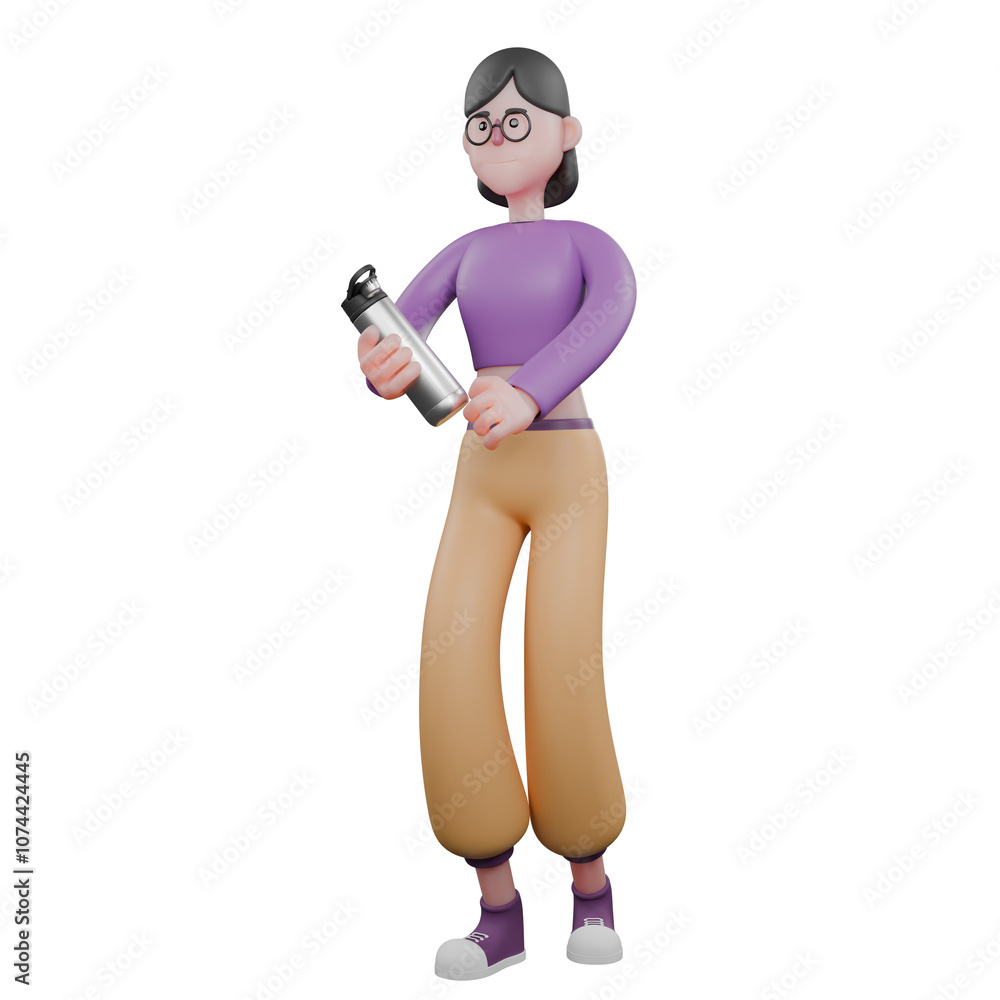 Cartoon Dance Star in 3D Model. A female dancer stands with her right hand holding a tumbler and her left hand clasped in front of her stomach. Performance Character Cartoon Dance Star in 3D Model. A female dancer stands with her right hand holding a tumbler and her left hand clasped in front of her stomach. Performance Character