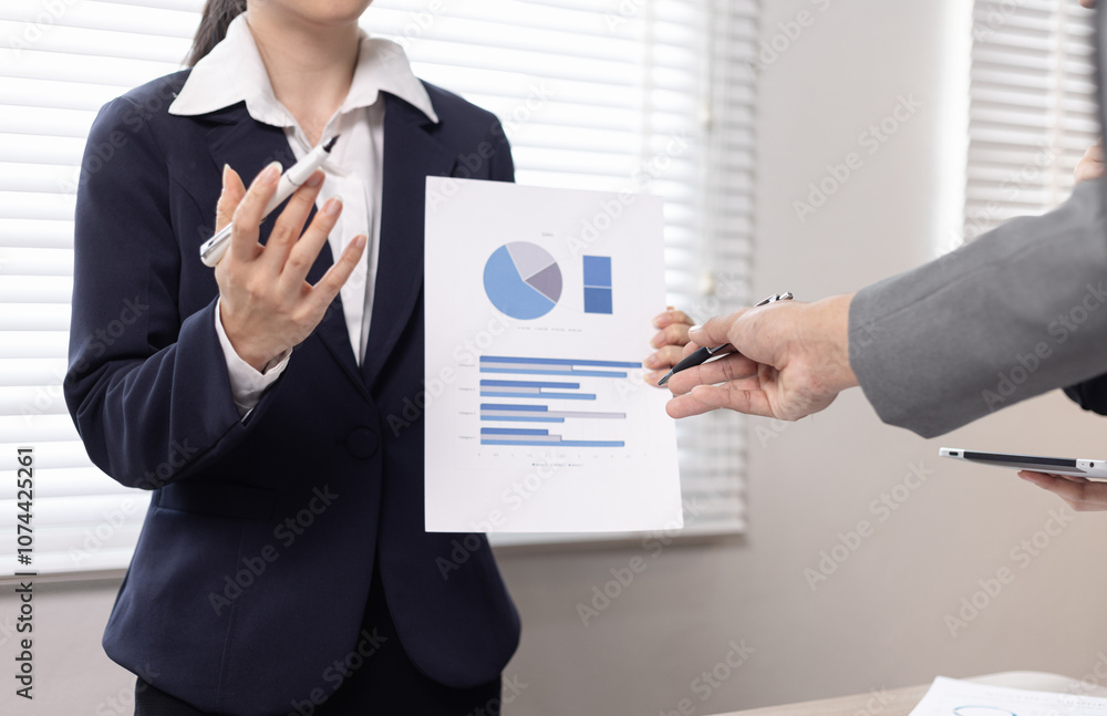 Two businesswoman working with analysis data investment plan, Business startup and marketing presentation, Two businesswoman working with analysis data investment plan, Business startup and marketing presentation,