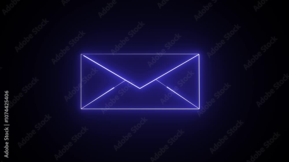 Glowing neon pink color message box animation icon conversation notice receive massage animated sign symbol on black background. Glowing neon pink color message box animation icon conversation notice receive massage animated sign symbol on black background.