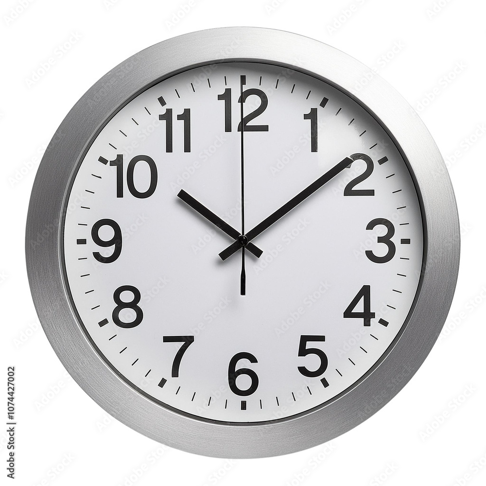 A modern wall clock displaying time in a minimalist design for home or office decor. transparent A modern wall clock displaying time in a minimalist design for home or office decor. transparent