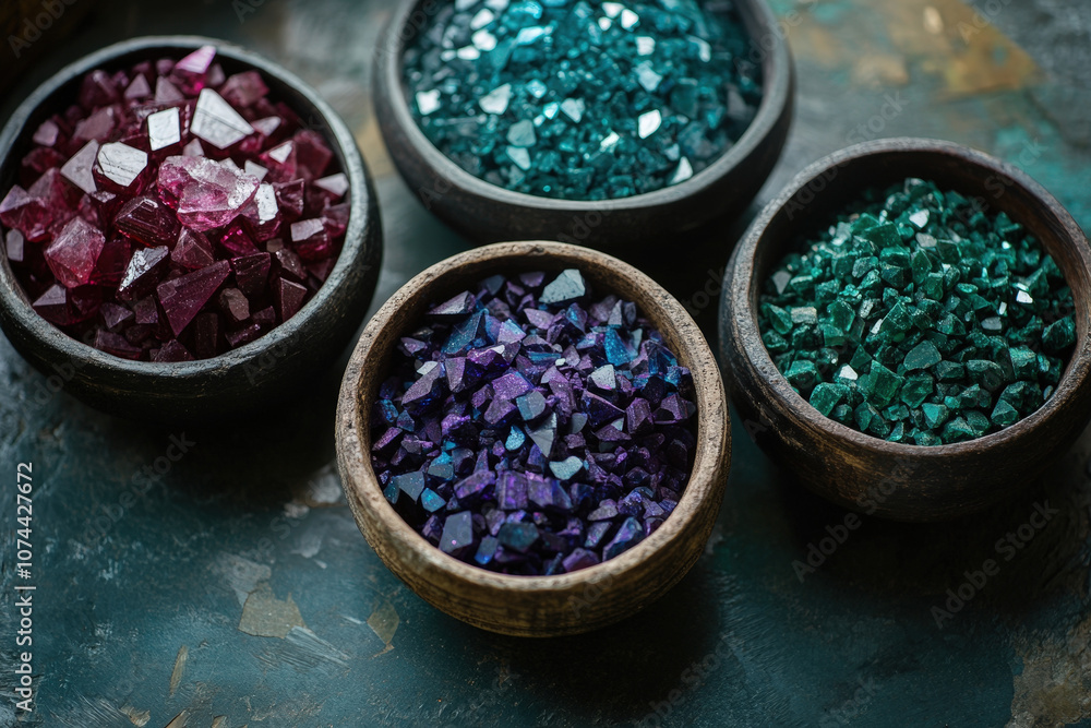 Bowls of Colorful Gemstones Bowls of Colorful Gemstones