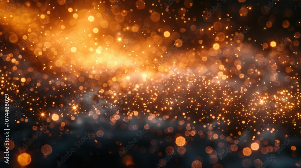 Stunning Abstract Background Featuring a Bokeh Effect of Glowing Orange and Gold Particles on a Dark Backdrop for Use in Creative Projects Stunning Abstract Background Featuring a Bokeh Effect of Glowing Orange and Gold Particles on a Dark Backdrop for Use in Creative Projects
