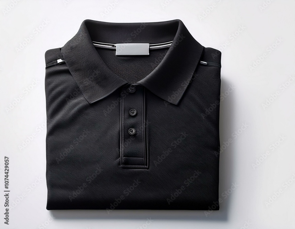 Black collar polo tee shirt mock up in isolated on white, full depth of view, design concept Black collar polo tee shirt mock up in isolated on white, full depth of view, design concept