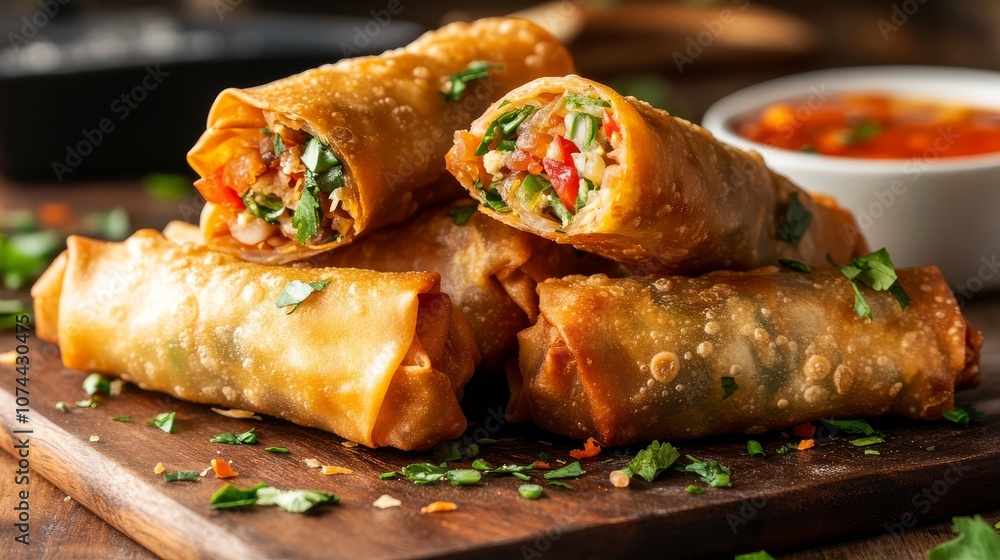 Savor the crunch of these delightful egg rolls. Savor the crunch of these delightful egg rolls.