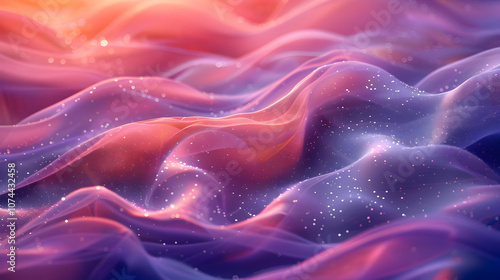 Abstract Background with Wavy Purple and Pink 3D Render